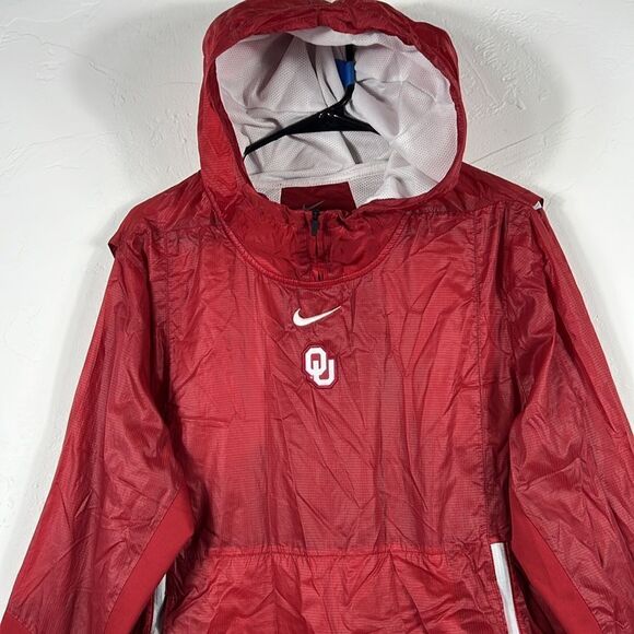 🔥🏈 OKLAHOMA SOONERS Nike Center Swoosh Lightweight Pullover Windbreaker Jacket - Picture 2 of 12
